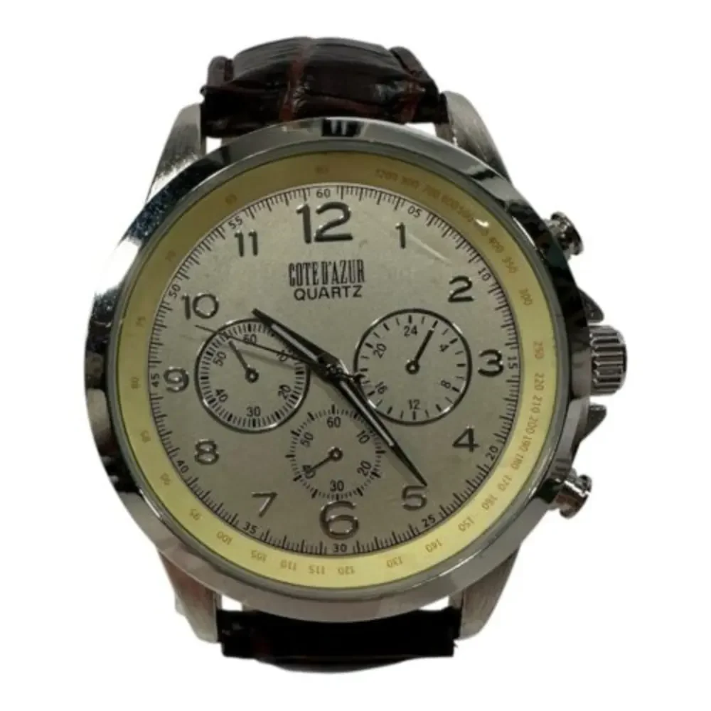 Cote D'Azur Mens Watch Quartz‎ Movement Leather Band
